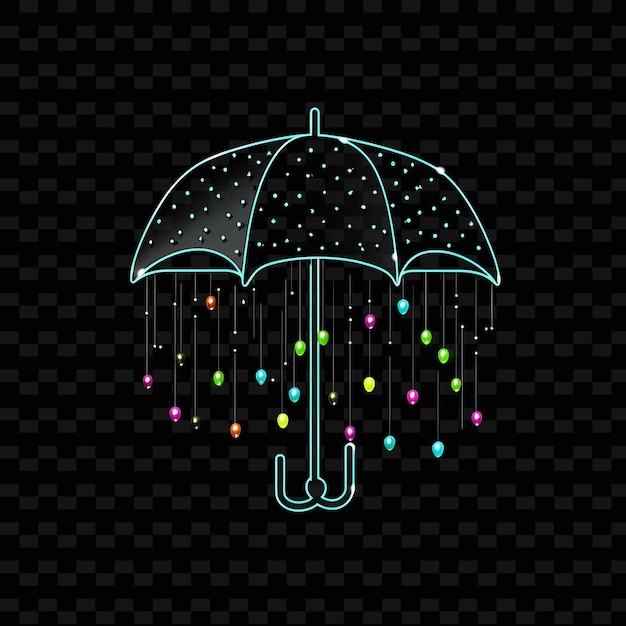 Nuage De Pluie Moody Gray Lignes De Néon Pointillées Décorations De Parapluie Png Y2k Formes Lumières Transparentes Arts