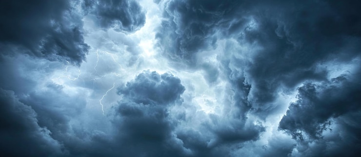 PSD des nuages avec des éclairs