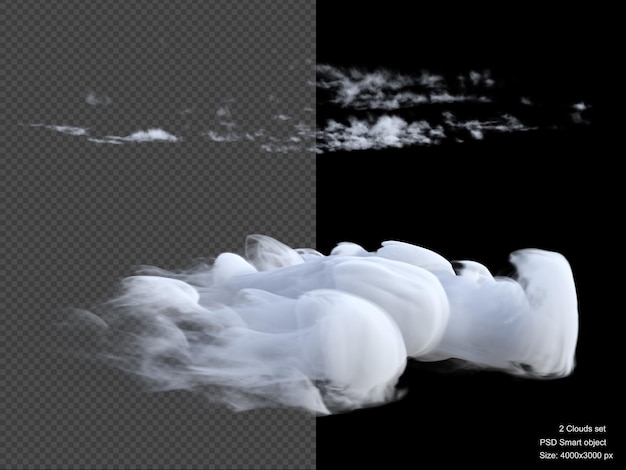 PSD nuages isolés rendu 3d