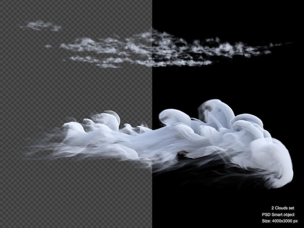 PSD nuages isolés rendu 3d