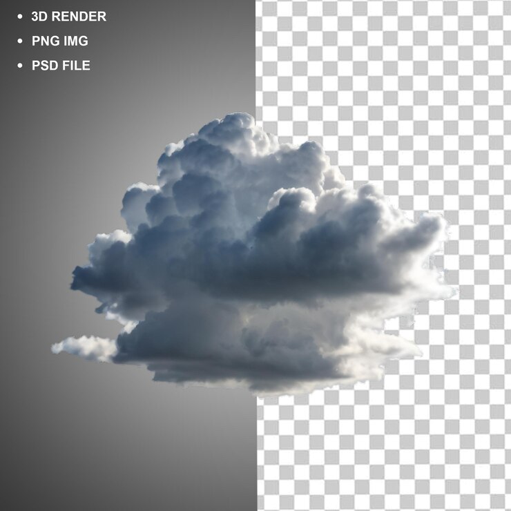 PSD nuages png sur un fond isolé transparent