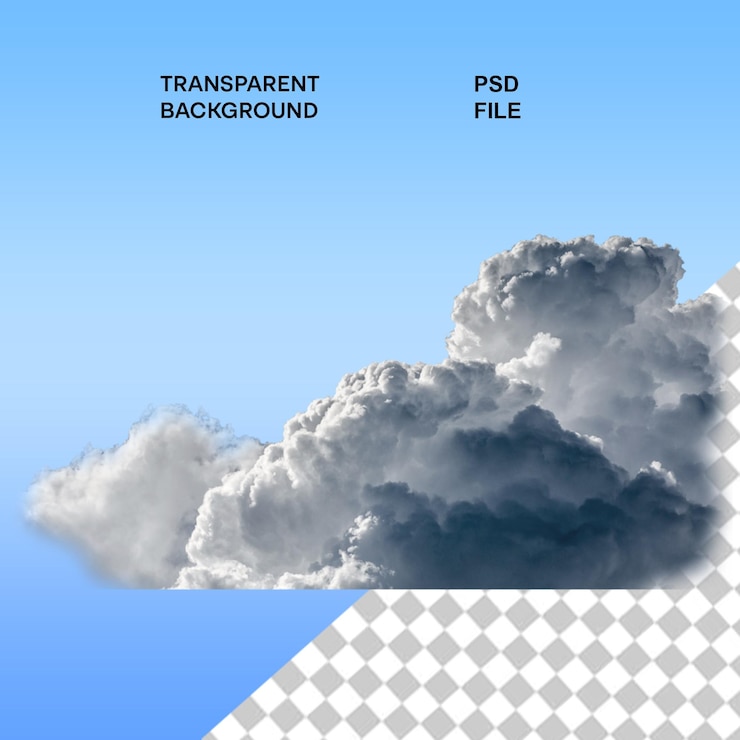 PSD nuages de superposition 3d réalistes isolés sur un fond transparent effet de transparence réelle