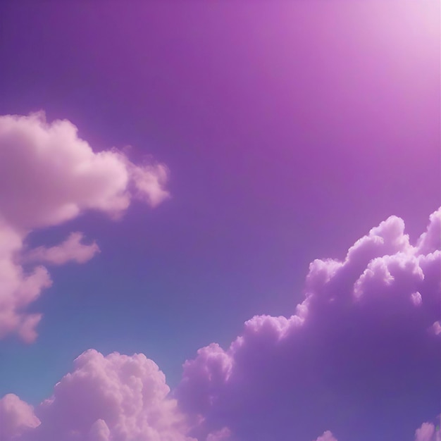 PSD des nuages violets dans le ciel bleu et la lumière du soleil