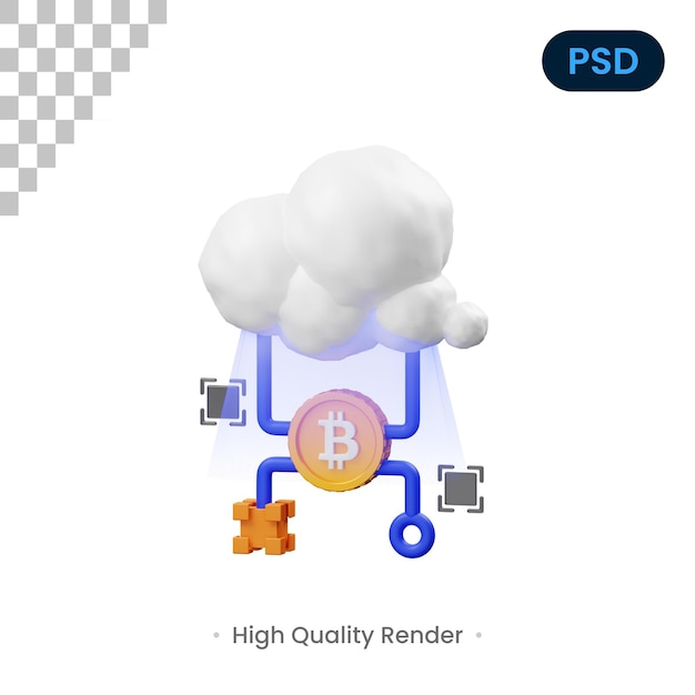 Nube 3D Render Ilustración Premium PSD