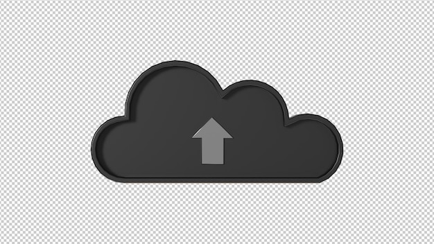 PSD nube 3d con signo de carga png