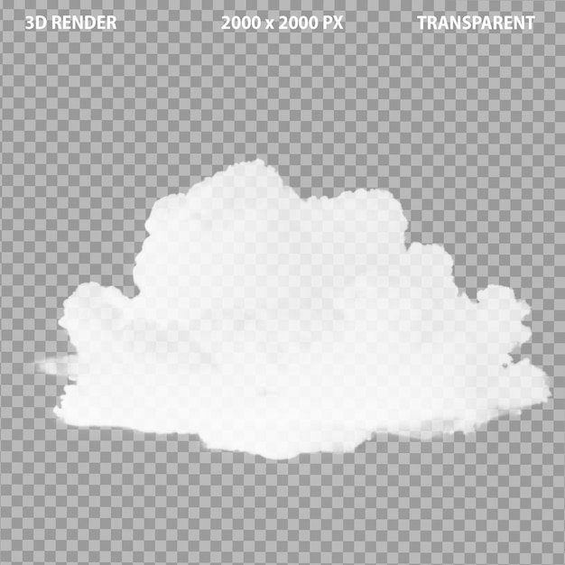 Nube aislada realista en 3D sobre un fondo transparente