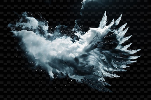 Nube de ángel celestial con plumas angélicas y escintilante color de neón colección de decoración de formas