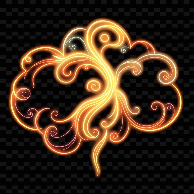 Nube Art Nouveau con líneas fluidas patrones orgánicos y motivos estilizados Neo_Isolated_Neon_Objectn
