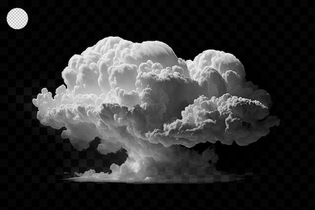 Nube blanca aislada sobre fondo negro, humo texturizado