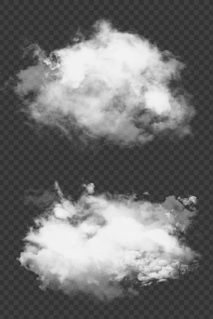 Nube blanca realista aislada en un fondo transparente