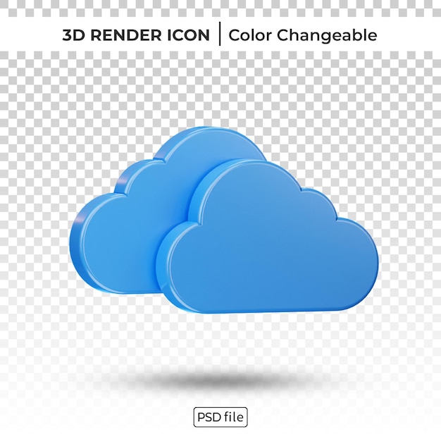 Nube brillante 3d render color icono cambiable