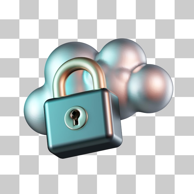 Nube con candado icono 3d