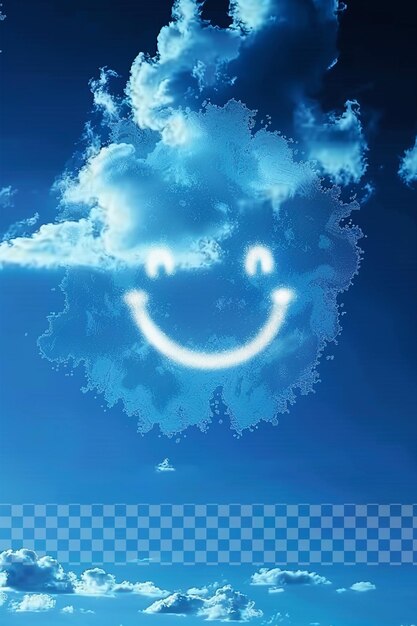 Una nube con una cara sonriente en el cielo y las nubes