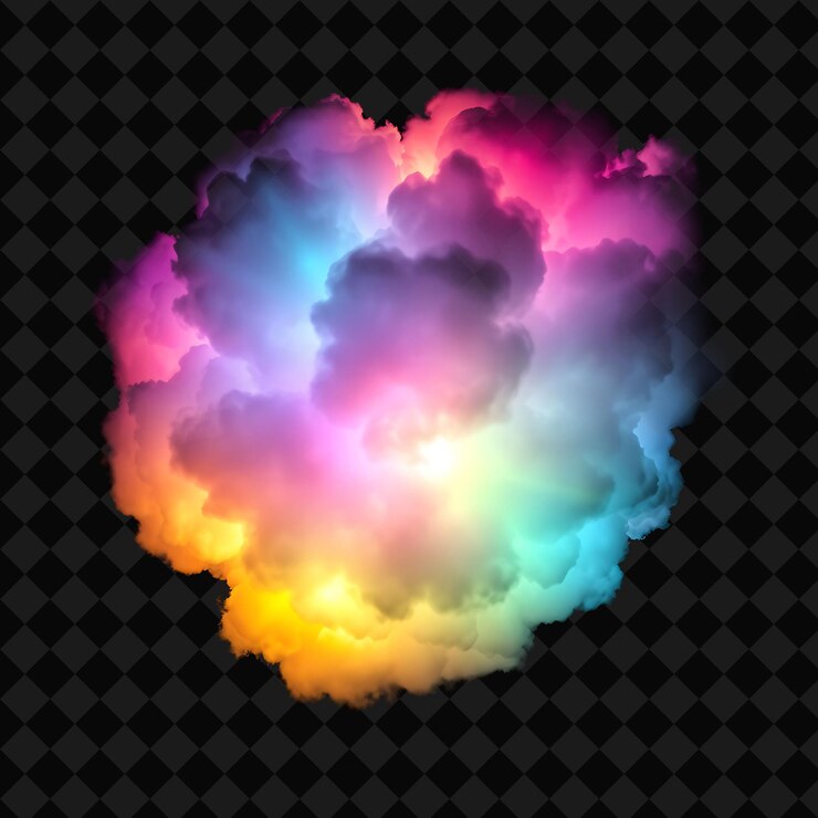 PSD una nube de color arcoíris con los colores del arco iris