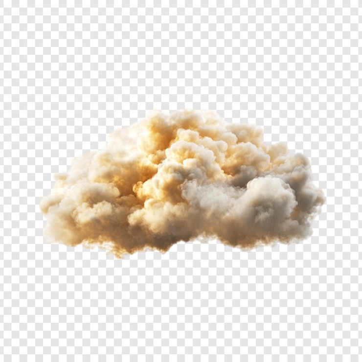 PSD nube de color beige ahumado aislada sobre un fondo transparente