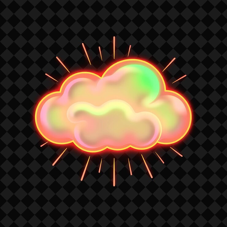 PSD una nube colorida con el sol brillando a través de ella