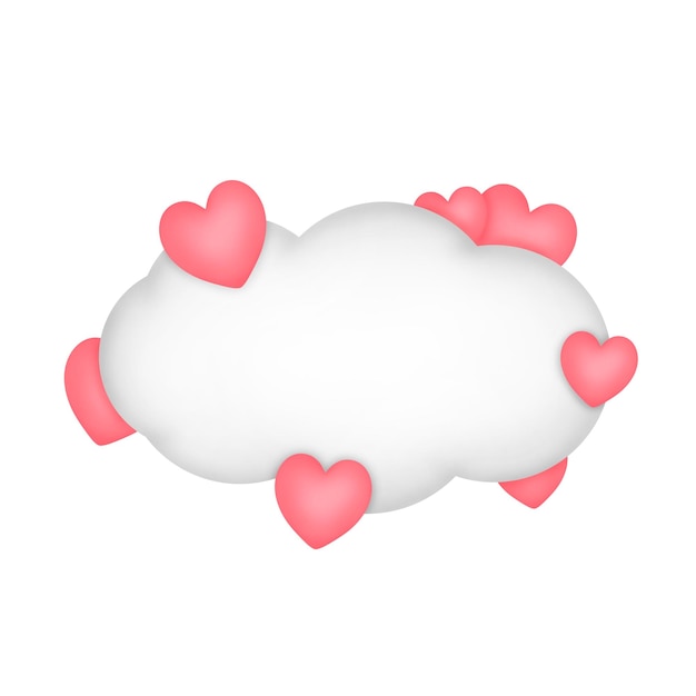 PSD nube con corazones rosados