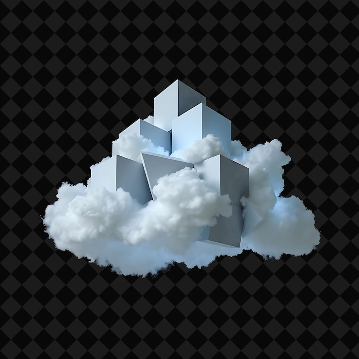 PSD nube cubista fragmentada con formas geométricas formas abstractas y múltiples perspectivas monocromático