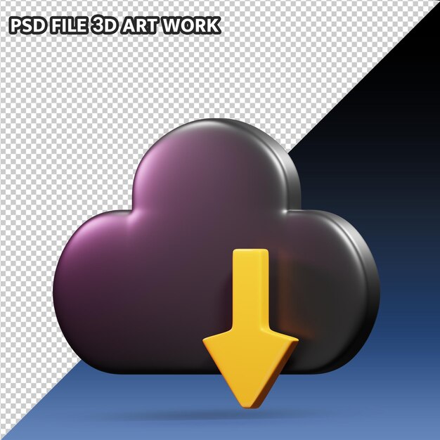 Nube descargar icono 3d