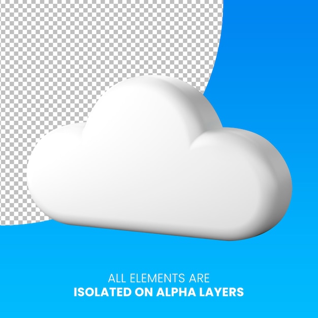Nube de dibujos animados 3d separada del fondo png
