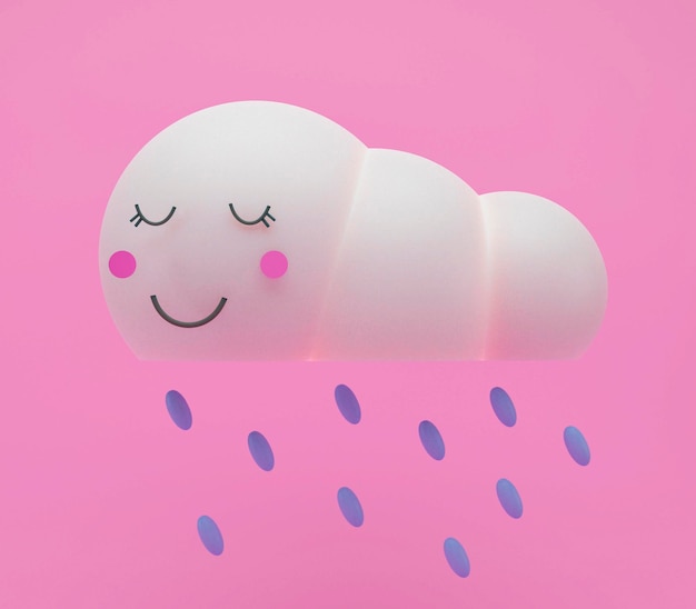 Nube de dibujos animados lindo. Ilustración 3D.