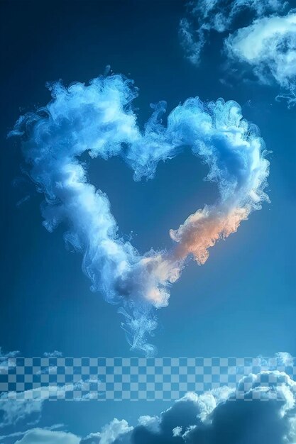 PSD una nube en forma de corazón en el cielo azul sobre un fondo transparente