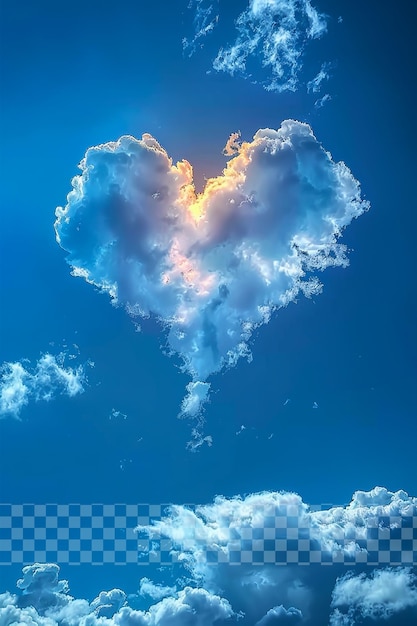 Una nube en forma de corazón con el sol detrás de ella