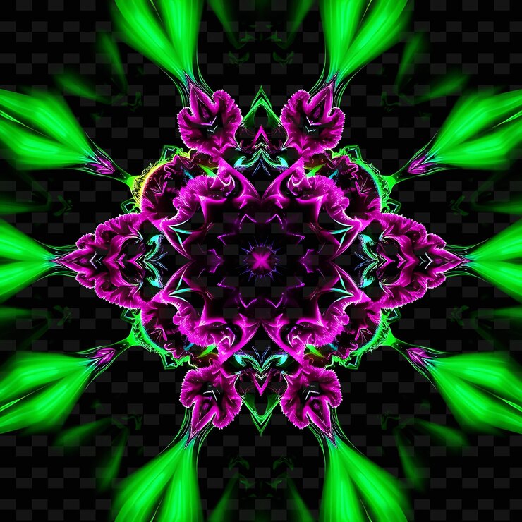 PSD nube fractal con patrones geométricos formas recursivas y detalles intrincados _isolated_neon_objectn