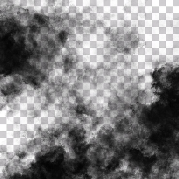 PSD nube de humo negro aislada en un fondo transparente