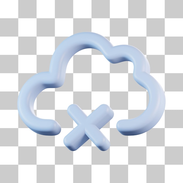 PSD nube con icono 3d de marca cruzada