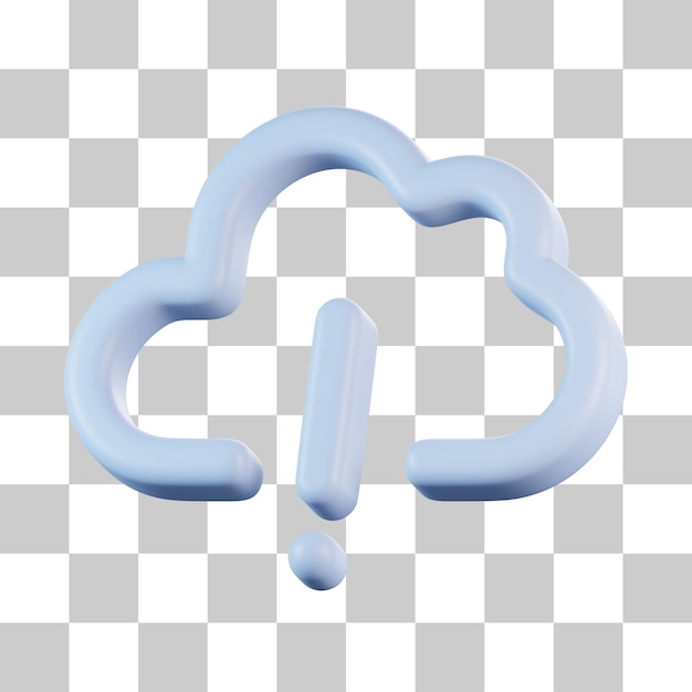 PSD nube con icono 3d de signo de exclamación
