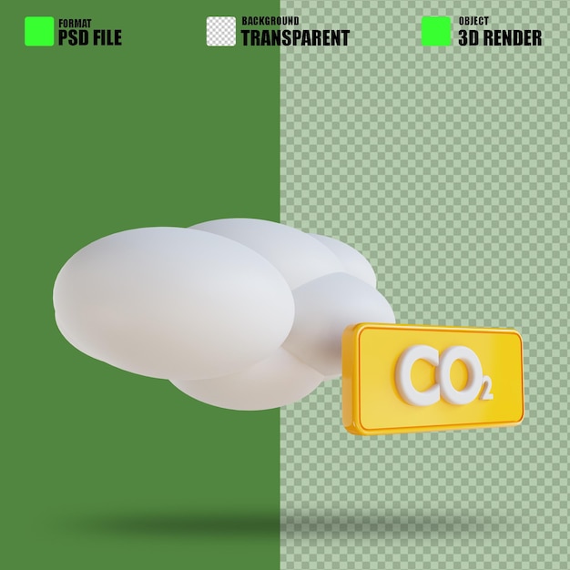 PSD nube de ilustración 3d y ecología adecuada de oxígeno 3