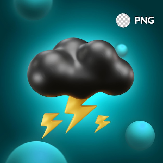 Nube con ilustración 3d del tiempo de tormenta