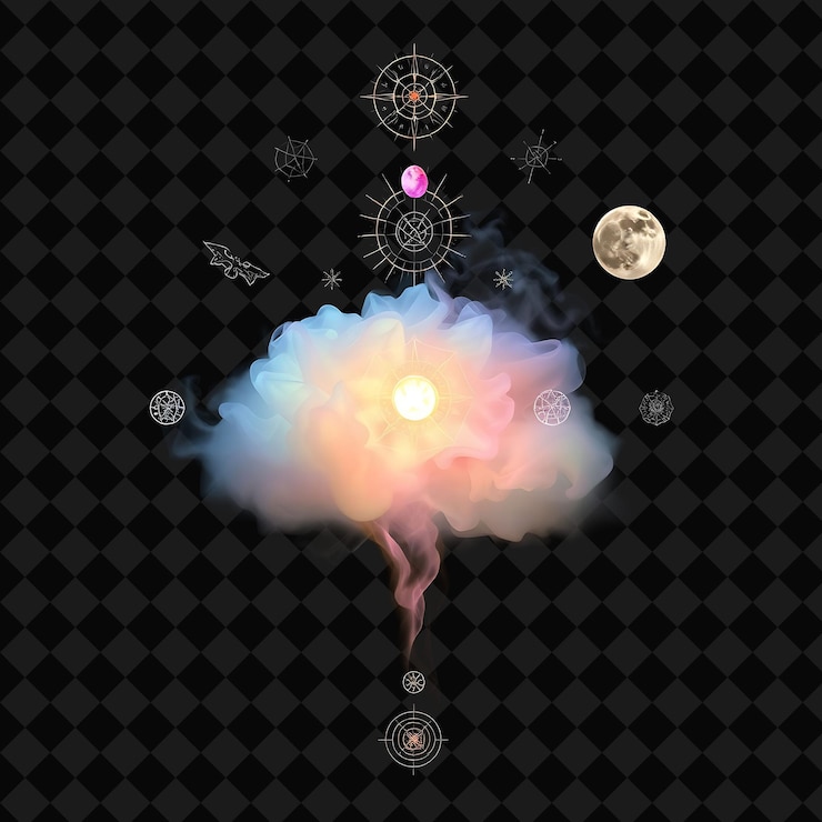 PSD una nube con la luna y la luna en el fondo