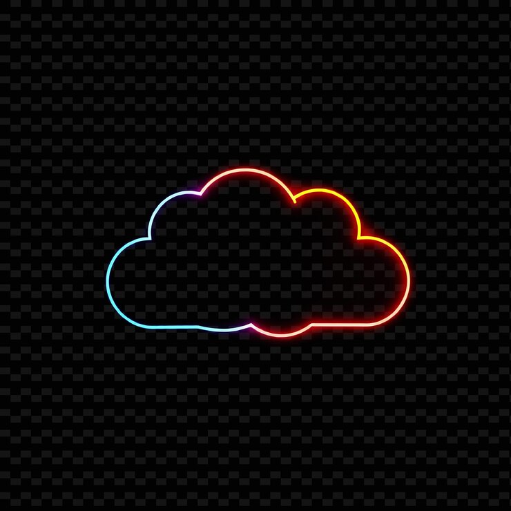 PSD una nube con una luz de neón azul en un fondo negro