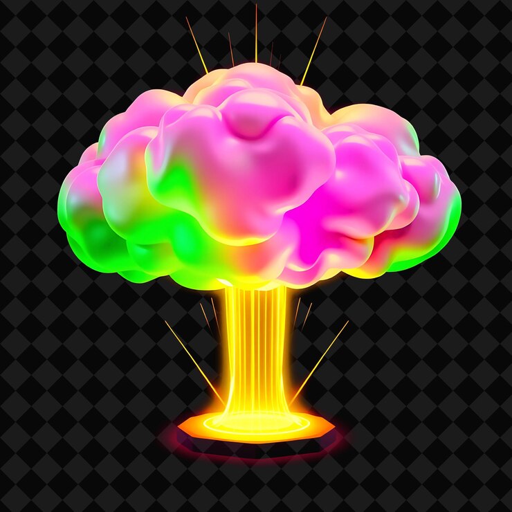 PSD la nube de memphis milano con formas audaces patrones de choque y colores vibrantes tonos de neón de verde rosado