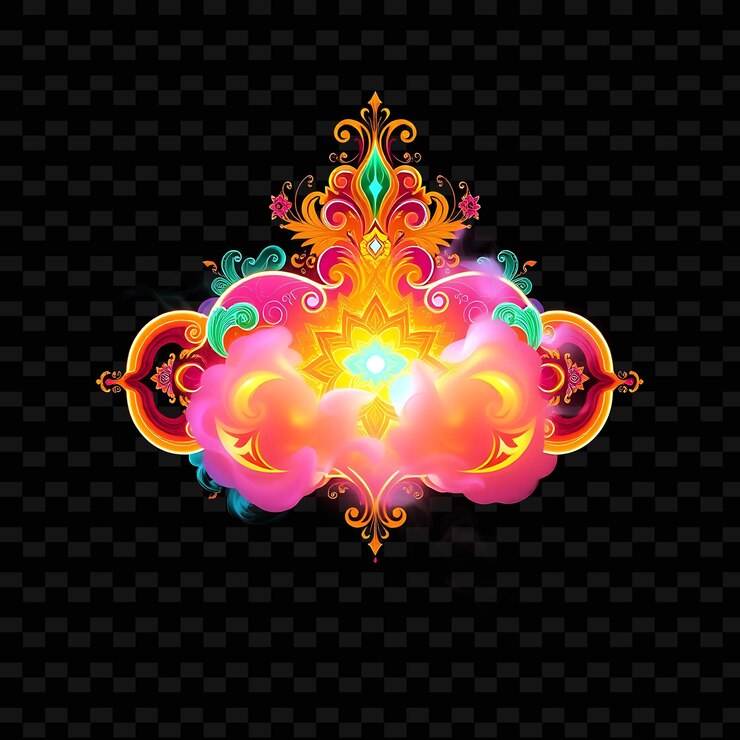 PSD nube de neón maximalista decorada con patrones intrincados detalles elaborados an_isolated_neon_objectd