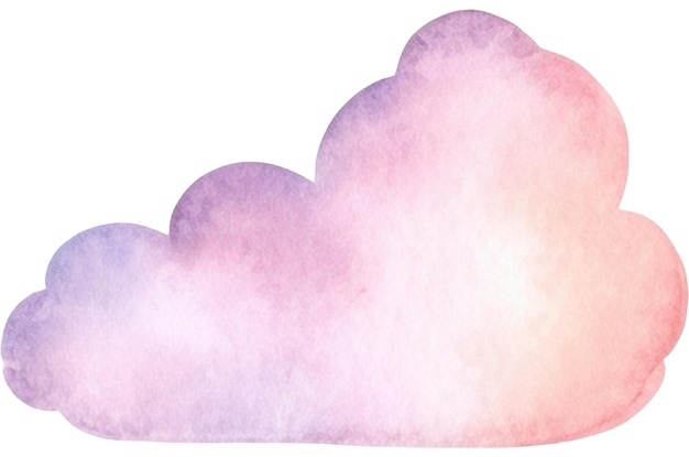 Nube pintada en acuarela Elemento de diseño dibujado a mano aislado sobre un fondo transparente
