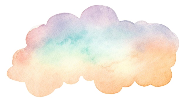 Nube pintada en acuarela Elemento de diseño dibujado a mano aislado sobre un fondo transparente