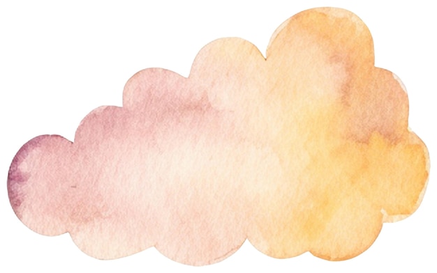 Nube pintada en acuarela Elemento de diseño dibujado a mano aislado sobre un fondo transparente