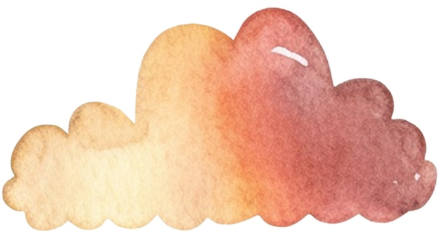 Nube pintada en acuarela Elemento de diseño dibujado a mano aislado sobre un fondo transparente