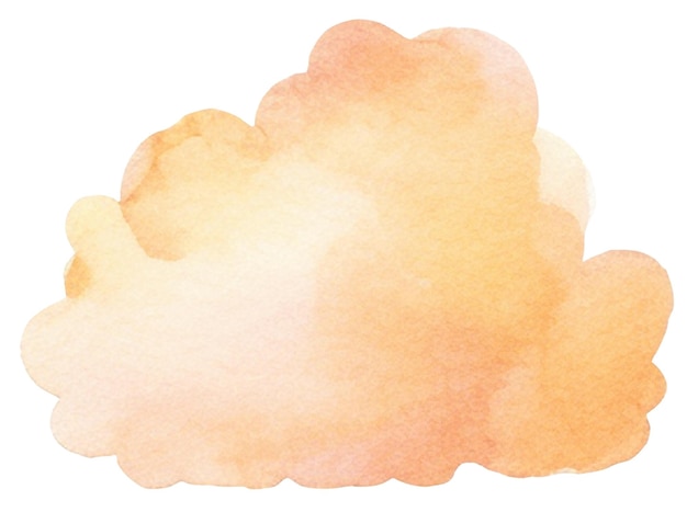 Nube pintada en acuarela Elemento de diseño dibujado a mano aislado sobre un fondo transparente