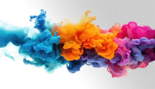 PSD nube de pintura multicolor aislada sobre fondo transparente ia generativa