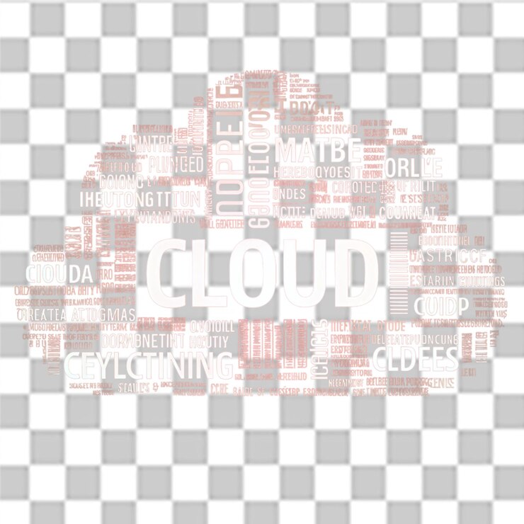 PSD nube roja con la palabra nube destacada