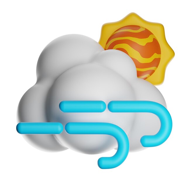 Nube con símbolos de sol y viento