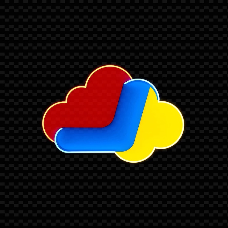 PSD nube de de stijl reducida a formas esenciales colores primarios y formas geométricas_isolado_neón_objeto