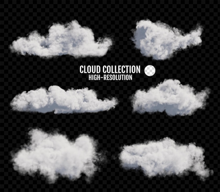 PSD nubes aisladas en un fondo transparente niebla de nubes blancas o fondo de smog