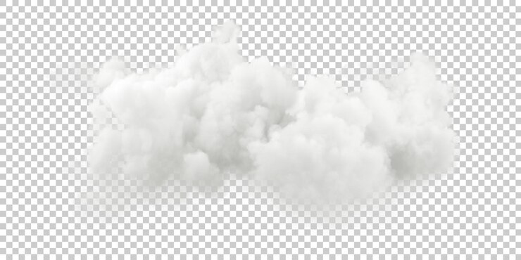 PSD nubes de algodón blanco sin formas que fluyen en fondos transparentes ilustraciones 3d psd