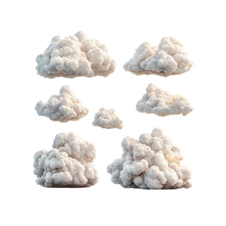 PSD nubes blancas aisladas sobre un fondo transparente