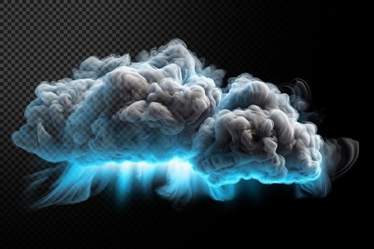 PSD nubes de ciencia ficción sobre fondo transparente